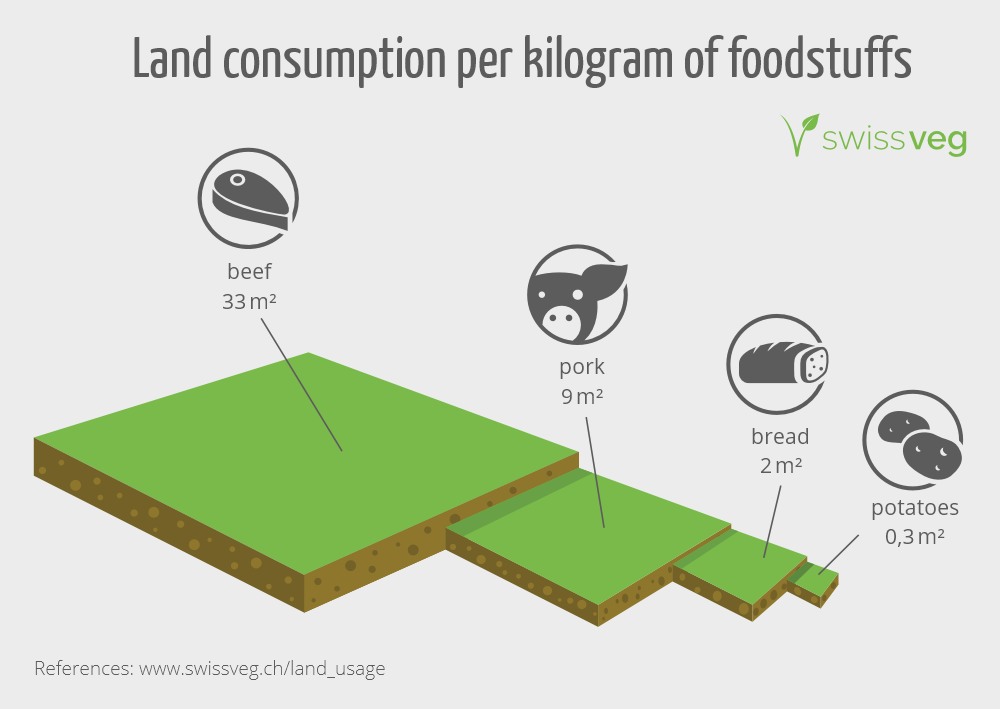 Land usage for foodstuffs