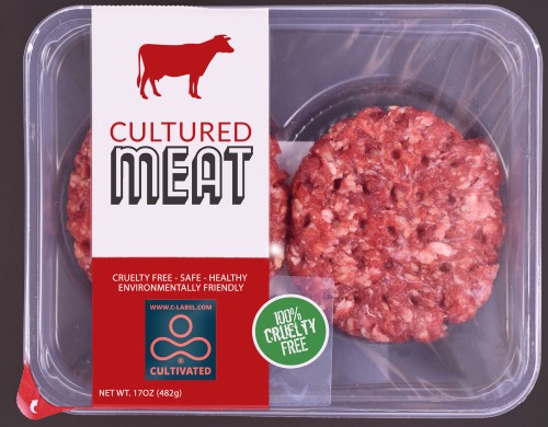 Beispiel wie eine Packung kultiviertes Fleisch künftig aussehen könnte.